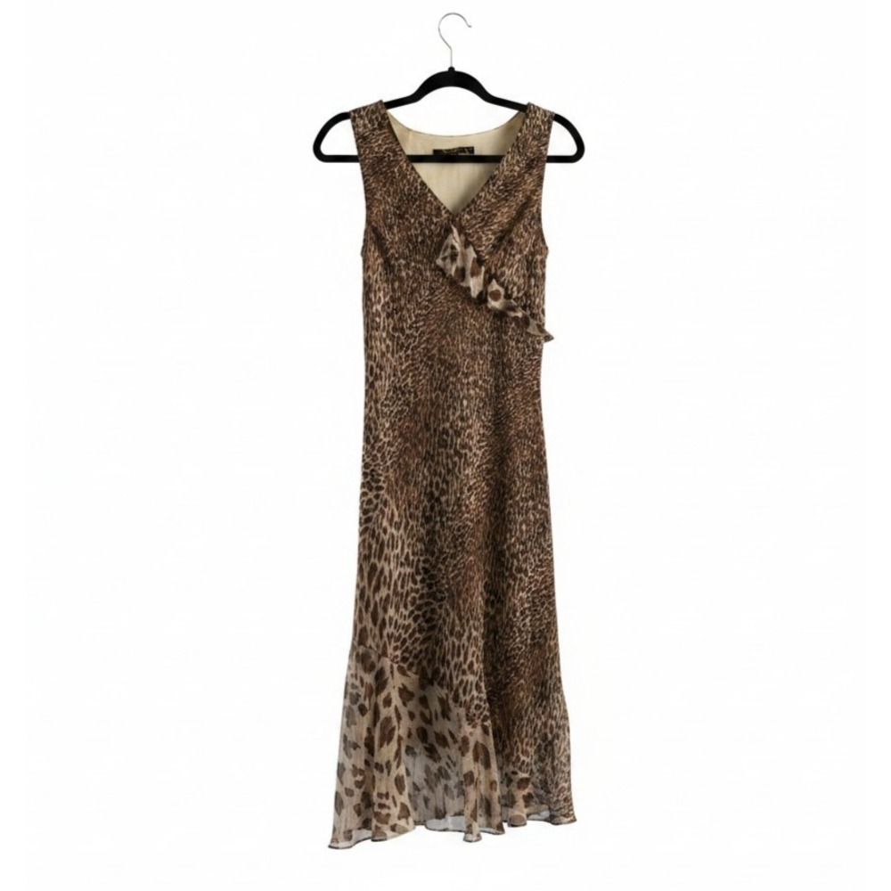 M.X.I Women's Leopard Print Brown Sheer Light Dress Size 6